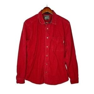 Woolrich men's dark red button down shirt collar casual 100% cotton size large